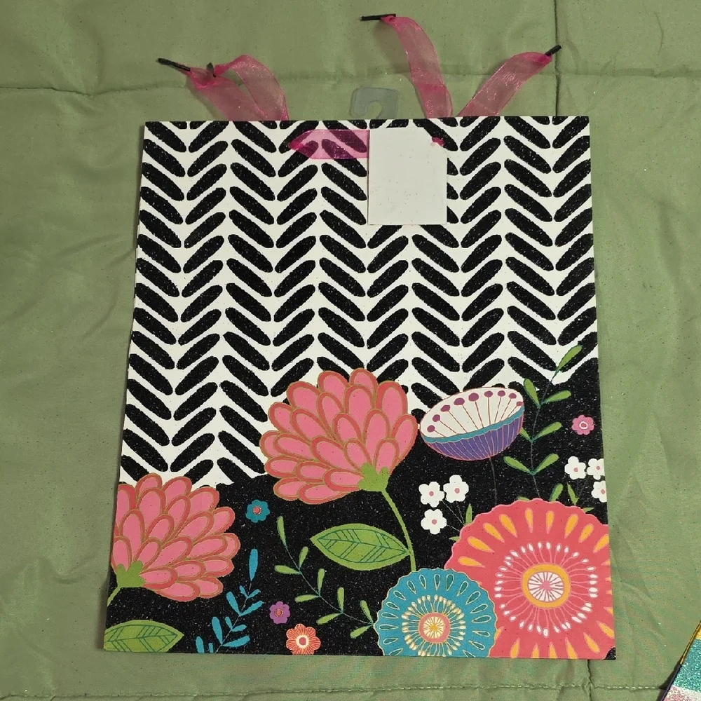 Colorful Floral & Stripe Gift Bags - Set of 15 Patterned Bags